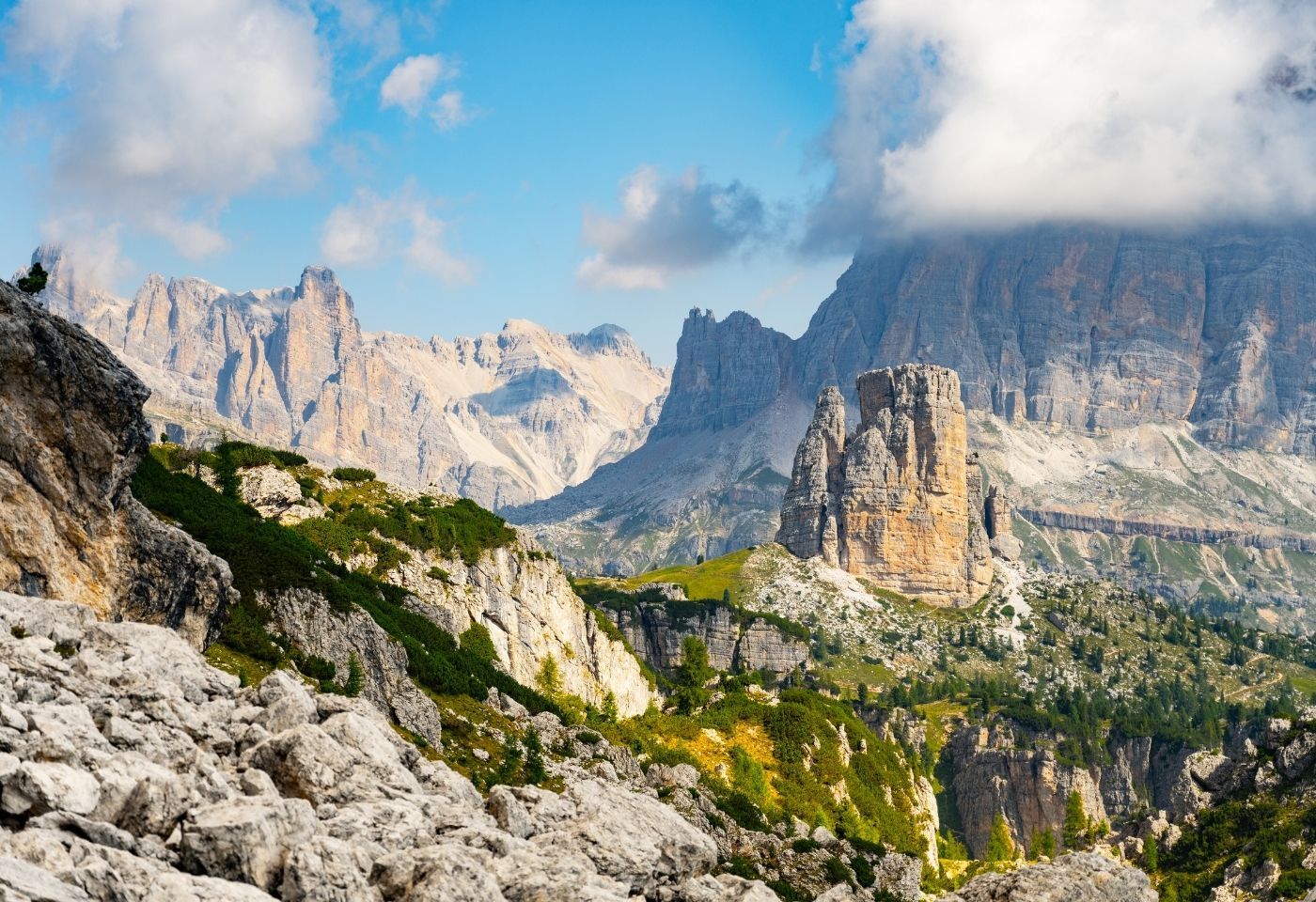 Cinque Torri and Tofana di Roszes in the Dolomites